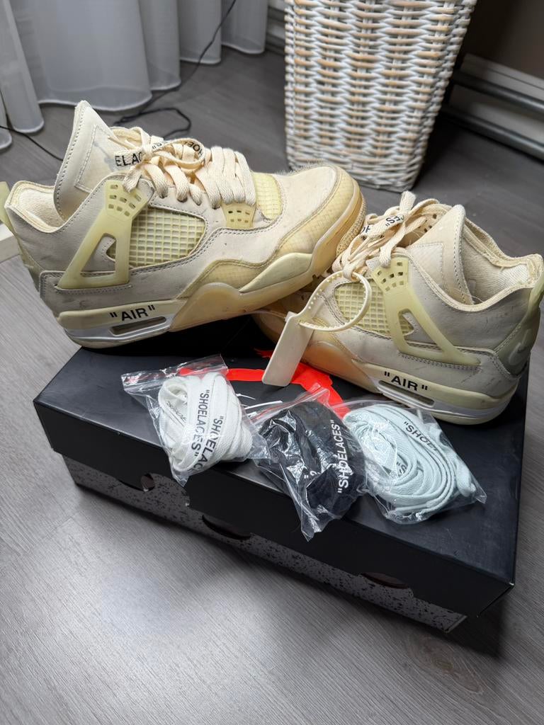Nike Air Jordan 4 Retro Off-White maat 38, Overige kleuren, Verzenden, Sneakers of Gympen, Gedragen