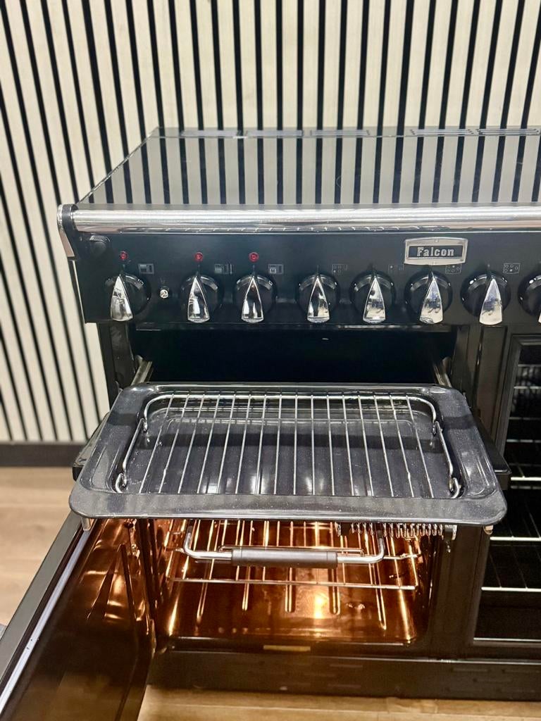 Luxe Falcon Elan keramische Fornuis met 3 ovens 90 cm, Witgoed en Apparatuur, Fornuizen, Ophalen of Verzenden, Zo goed als nieuw