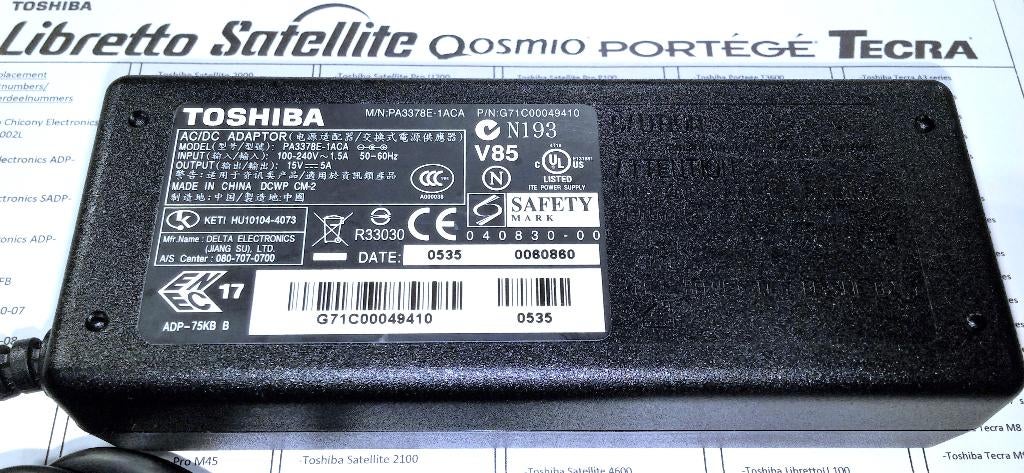 Toshiba Pro PA3378E-1ACA 15V 5A 75W Adapter 6.3x3.0 oplader, Ophalen of Verzenden, Zo goed als nieuw, Toshiba