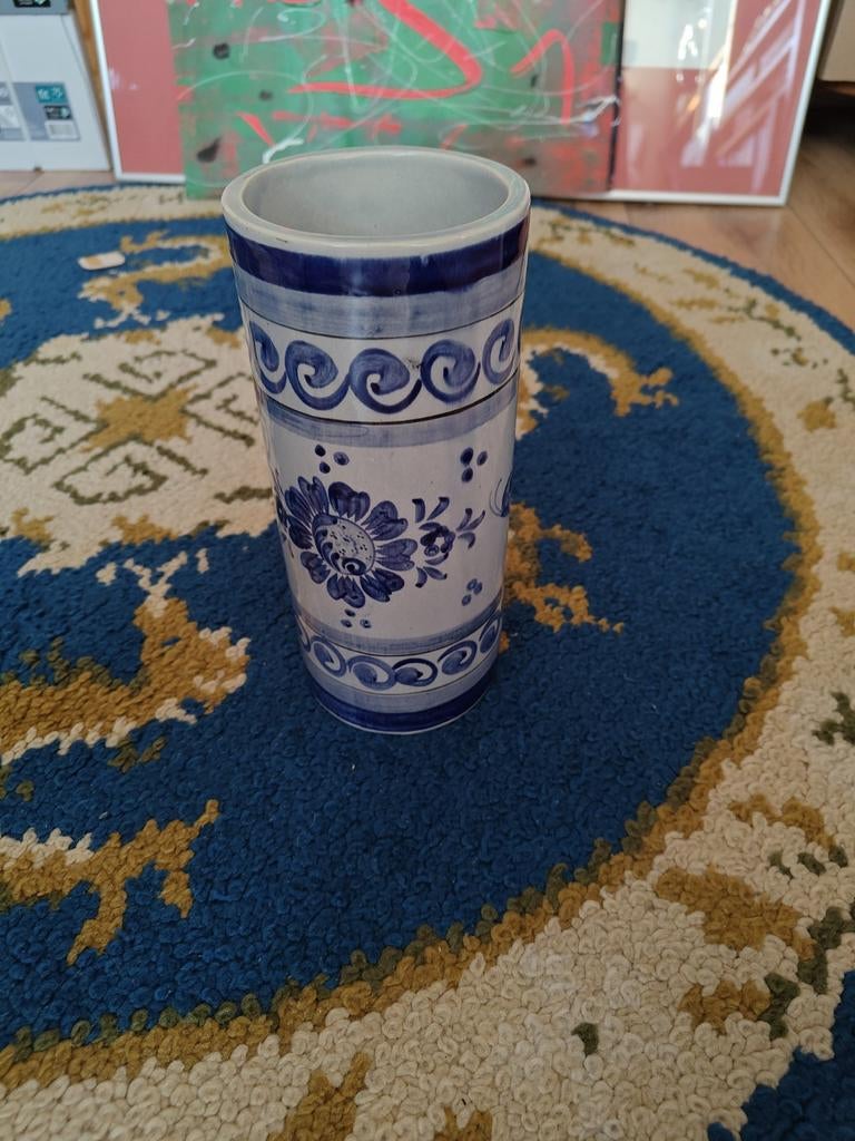 Handgemaakt Tonalá Aardewerk Vaas - PAT MEXICO, Blauw, Aardewerk of Porselein, Ophalen of Verzenden, Zo goed als nieuw