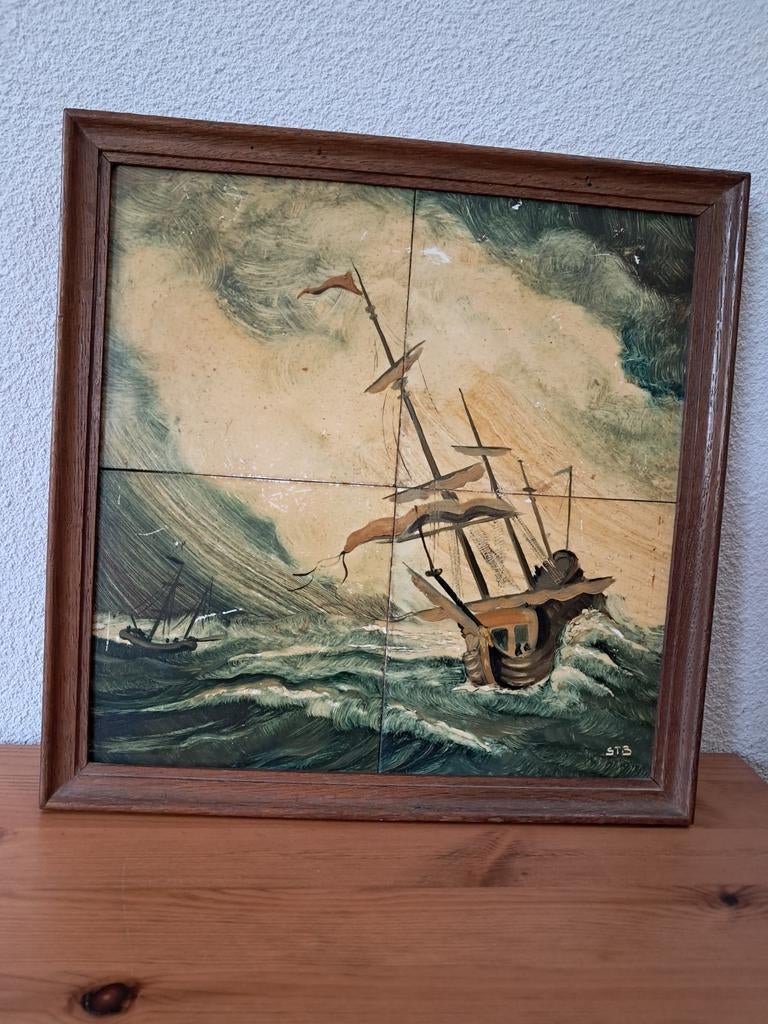 Tegelschilderij., Antiek en Kunst, Antiek | Wandborden en Tegels, Ophalen of Verzenden