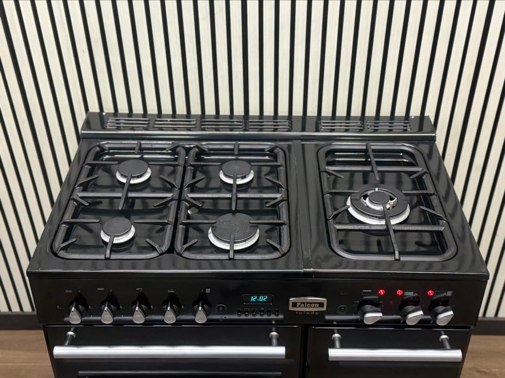 Luxe Falcon Toledo zwart hoogglans met 3 ovens 90 cm, Fornello-esperta@outlook.com, Grill, Ophalen of Verzenden, Zo goed als nieuw