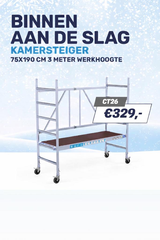 Kamersteiger - 75x190 cm - 3 meter werkhoogte, Ophalen of Verzenden, Nieuw, Rolsteiger of Kamersteiger, 2 tot 5 meter