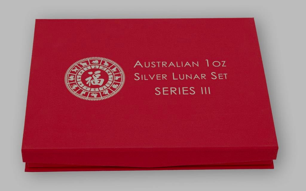 Nieuwe Muntenbox lunar 3 serie 1 oz munten, Ophalen, Zilver