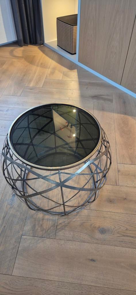 Set bijzettafels glas/gouden aluminium van PTMD, 45 tot 60 cm, Minder dan 55 cm, Rond, Ophalen of Verzenden