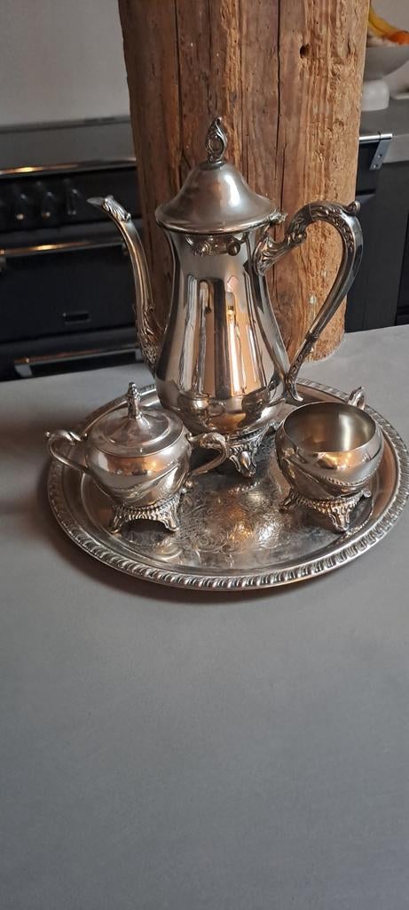 Antiek Theeservies Raimond (zilver overgoten), Ophalen of Verzenden, Zilver