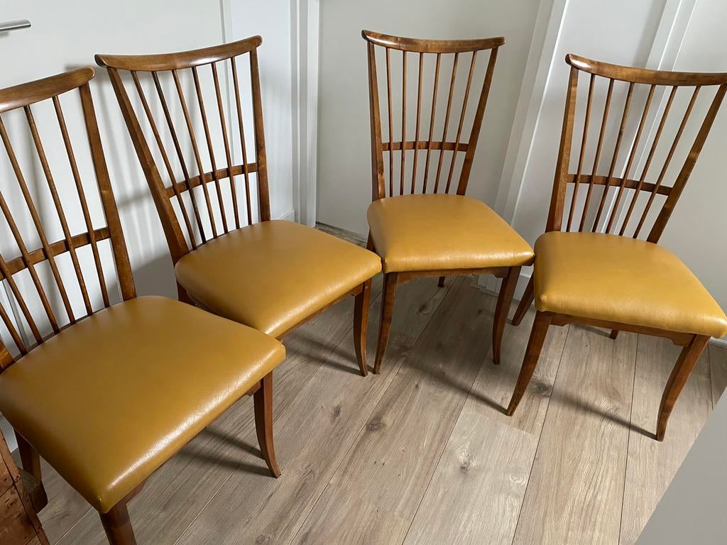 4 originele jaren 60 stoelen, Gebruikt, Overige kleuren, Vier, Retro