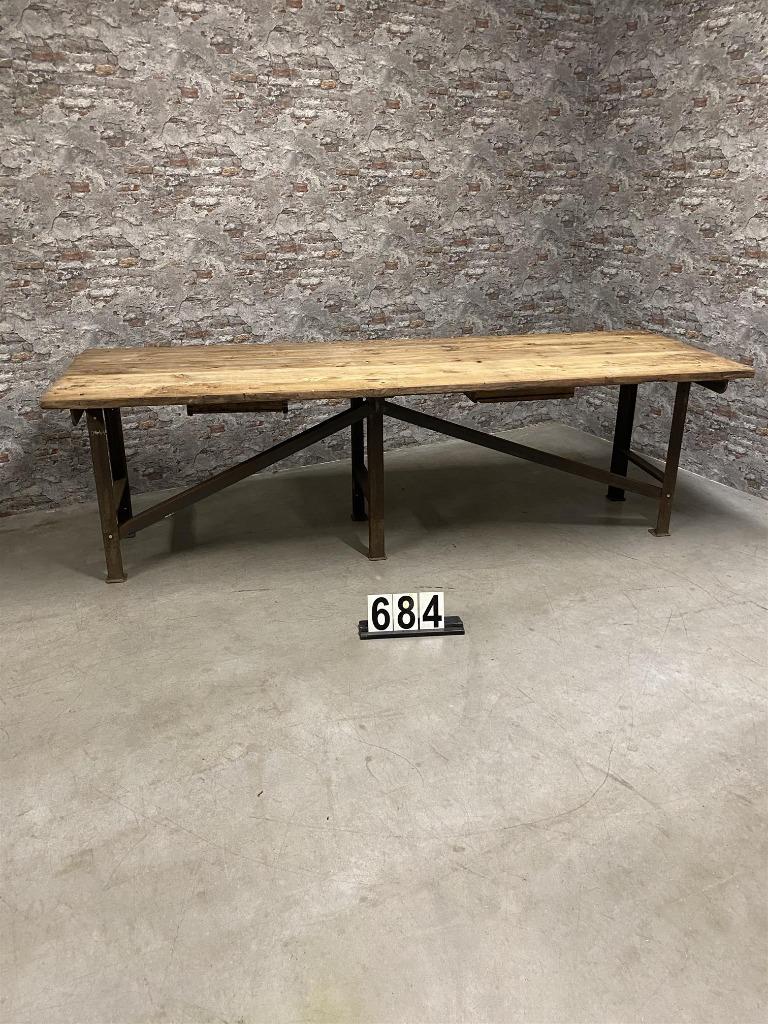 Industriële vintage tafel nr684, Doe-het-zelf en Verbouw, Werkbanken, Info@antiekgroothandel.com, Gebruikt, Ophalen of Verzenden