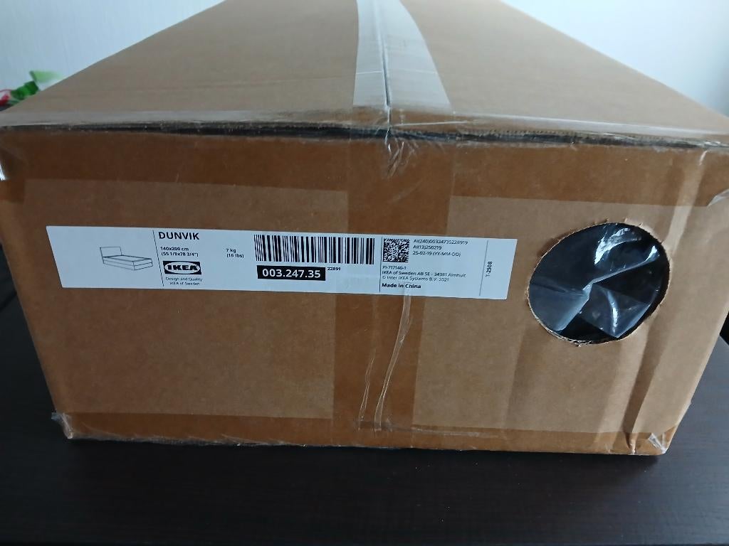 Ikea Dunvik, hoes boxspring 140x200. Skiftebo donkergrijs., Huis en Inrichting, Ophalen of Verzenden, Nieuw, Tweepersoons, 140 cm