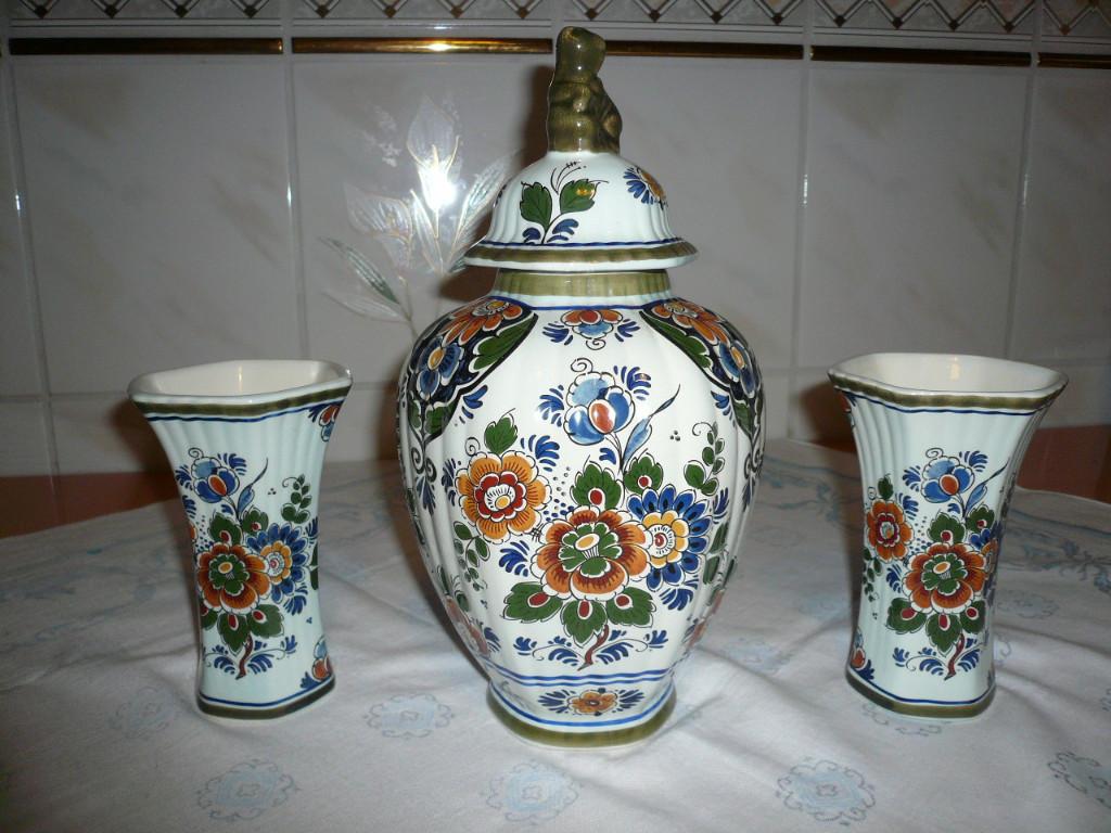 kastset Delft Polychroom 3 delig, Overige kleuren, Aardewerk of Porselein, Ophalen of Verzenden, Zo goed als nieuw