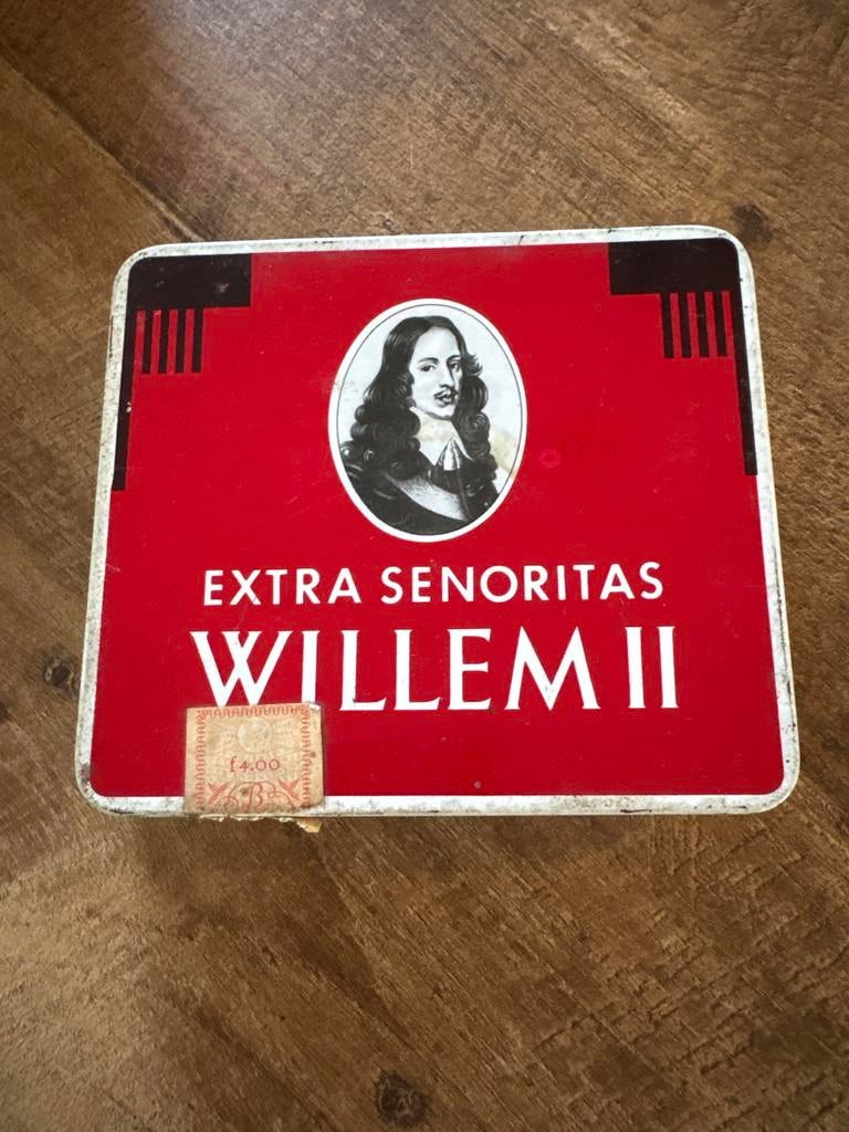 Vintage Willem II Sigarenblik Extra Senoritas, Ophalen of Verzenden, Overige figuren, Gebruikt, Overige typen