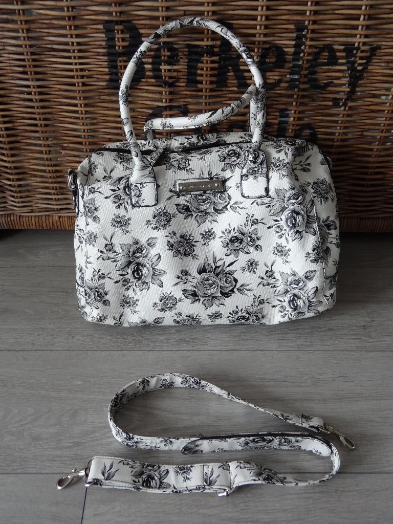 Tas Friis & Company Wit/Zwart Gebloemd >Snelle Verzending!<, Ophalen of Verzenden, Gebruikt, Wit, Handtas