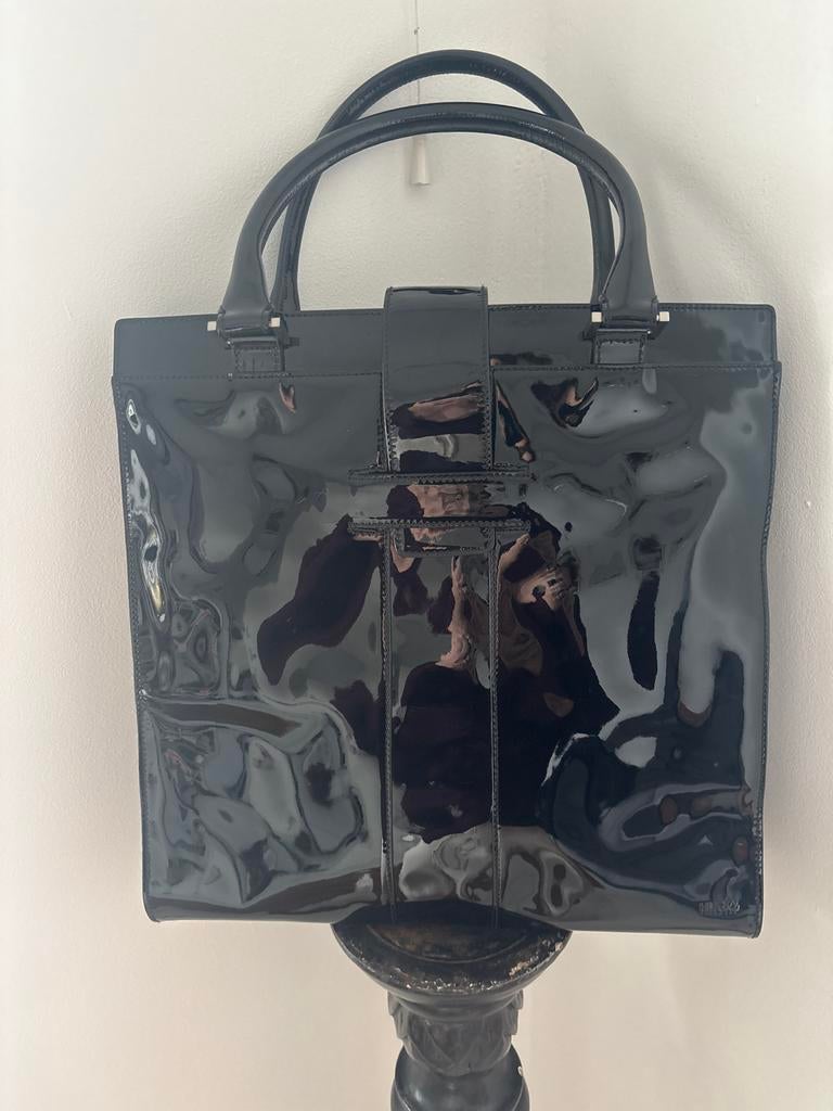 Hugo Boss Zwarte tas Lakleer, Ophalen, Zo goed als nieuw, Zwart, Handtas