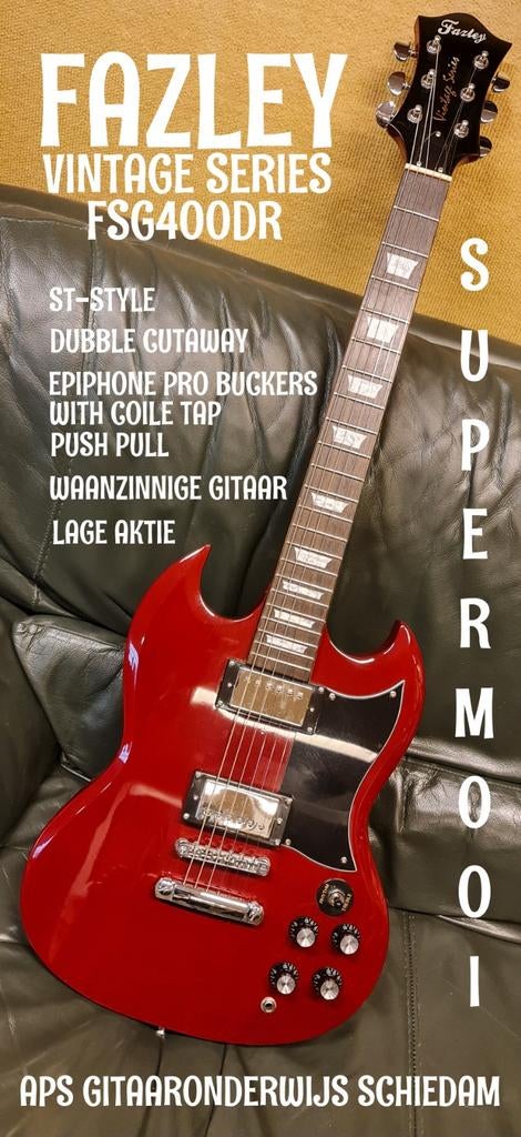 NIEUWSTAAT FAZLEY FSG400DK VINT.SER+EPIPHONE PROBUCKERS P/PL, Muziek en Instrumenten, Snaarinstrumenten | Gitaren | Elektrisch