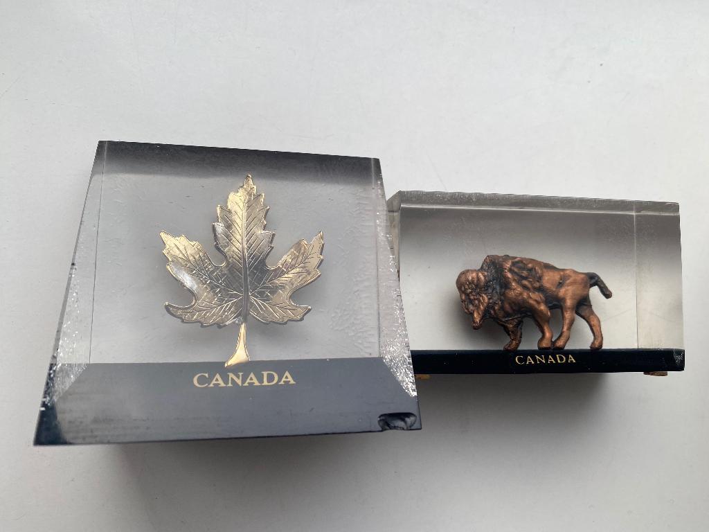 CANADA - vintage presse-papier -  beeldjes in plexiglas -, Verzamelen, Beelden en Beeldjes, Ophalen of Verzenden, Zo goed als nieuw