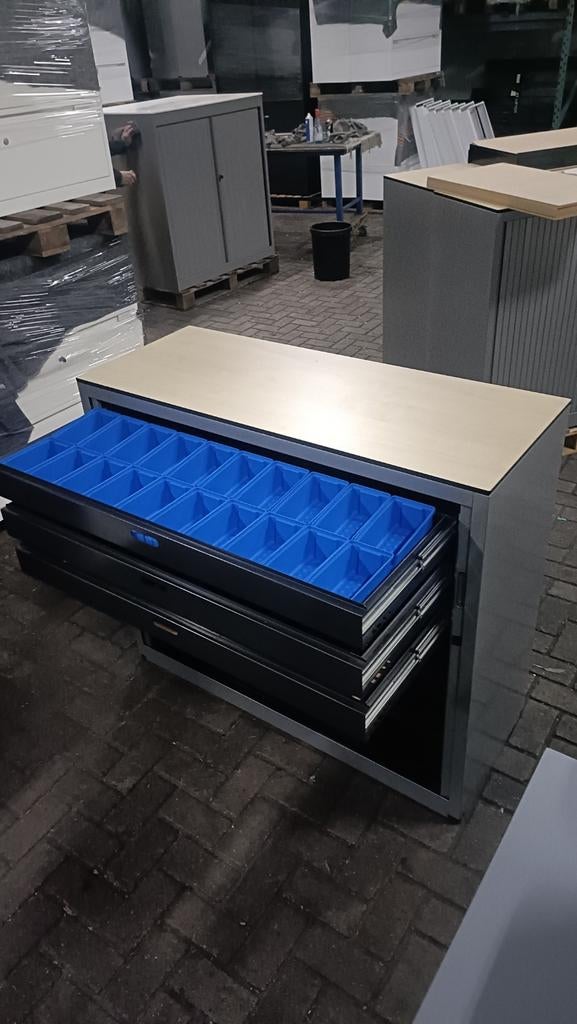 Aspa halfhoge metalen roldeurkasten, ladenkasten, Aspa halfhoge metalen roldeurkasten archiefkasten, Gebruikt, 100 tot 150 cm