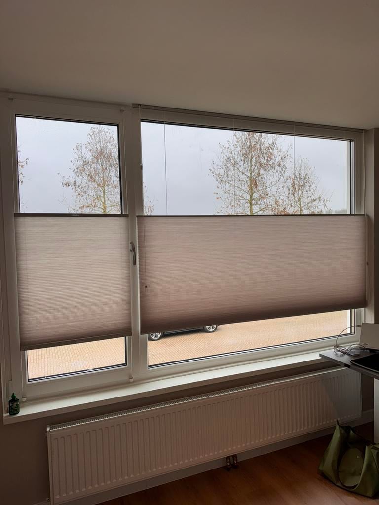 Veneta Plissegordijn top down bottum up, Ophalen, 150 tot 200 cm, Nieuw, Beige