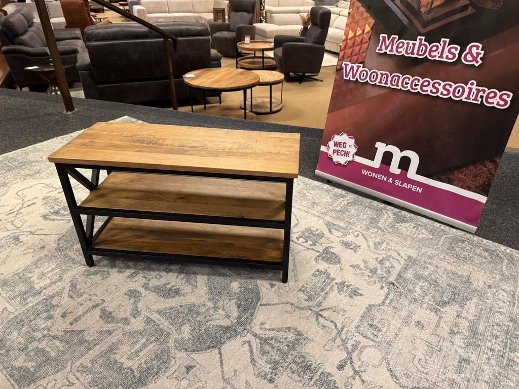 Bijzettafel rechthoekig Mango/Metaal Direct/Leverbaar, Huis en Inrichting, Tafels | Bijzettafels, #Bijzettafel#Rechthoekig#Mangohout#Metaal#Salontafel