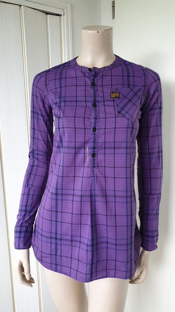 G-Star blouse maat XS/34 paars ruit, Gstar, Paars, Ophalen of Verzenden, Zo goed als nieuw