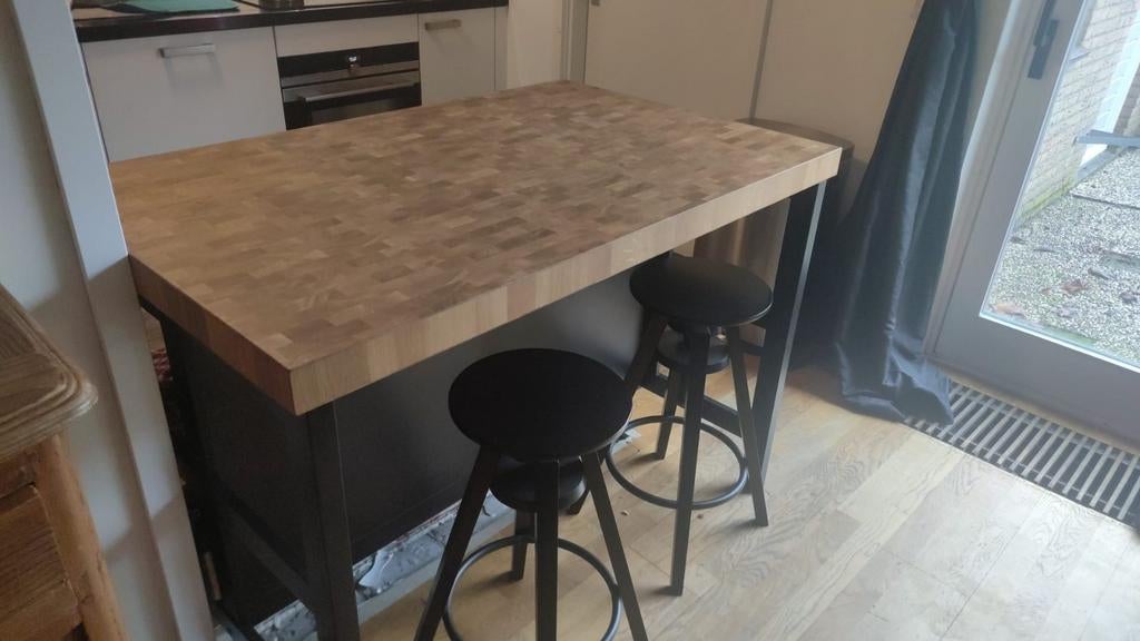 Ikea Vadholma keukeneiland, Ophalen, 100 tot 150 cm, Bruin, 75 cm of meer