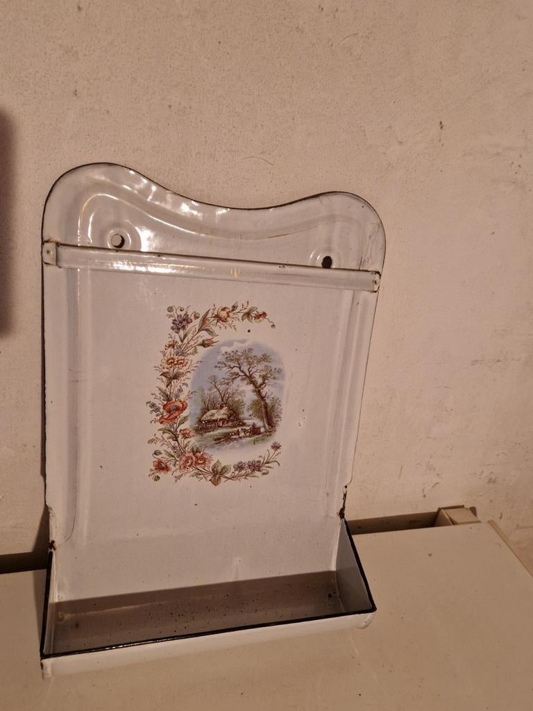 Antiek Lepelrek met afbeelding, Antiek en Kunst, Antiek | Emaille, Ophalen of Verzenden