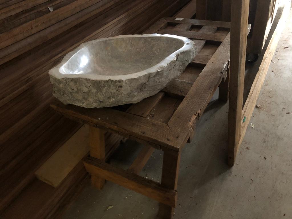 Oud eiken salontafel wagondelen suar boomstam tafel, Overige materialen, 100 tot 150 cm, 50 tot 75 cm, Nieuw