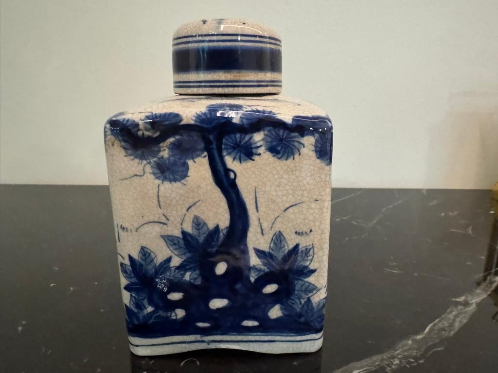 Antieke Chinese theebus –handbeschilderd blauw-wit porselein, Antiek en Kunst, Ophalen of Verzenden