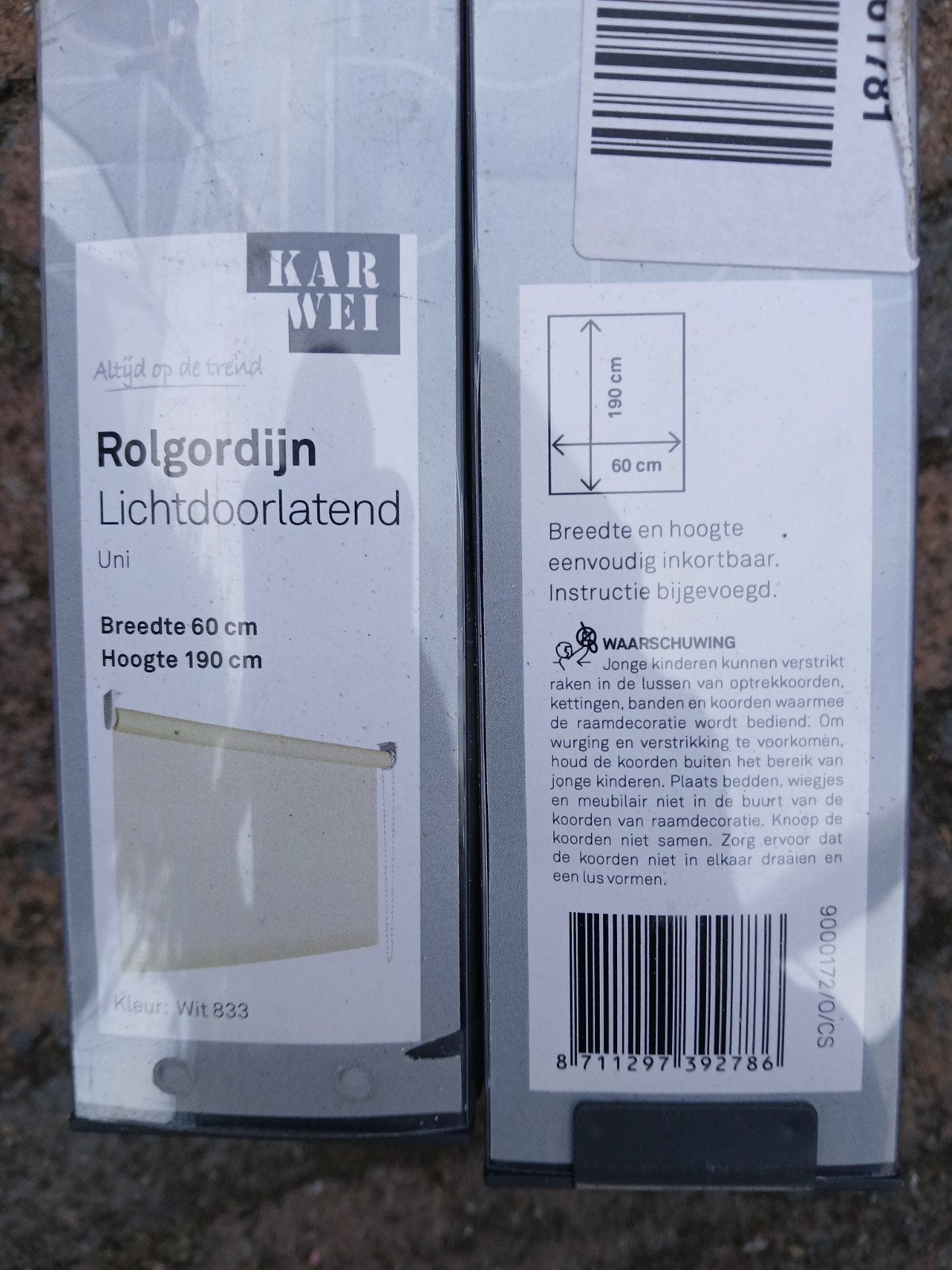 Karwei Rolgordijn Lichtdoorlatend Wit 60x190 cm (2 stuks), Wit, In te korten, Karwei, Nieuw
