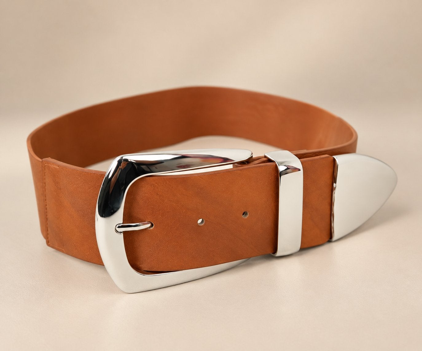 Xuna Nieuwe Cognac Elastische Ceintuur - Maat S t/m XL, Nieuw, Tailleriem, Ophalen of Verzenden, Bruin
