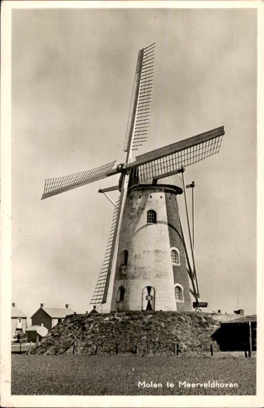 Meerveldhoven - Molen - Vooraanzicht, Ophalen of Verzenden, 1920 tot 1940, Gelopen, Noord-Brabant