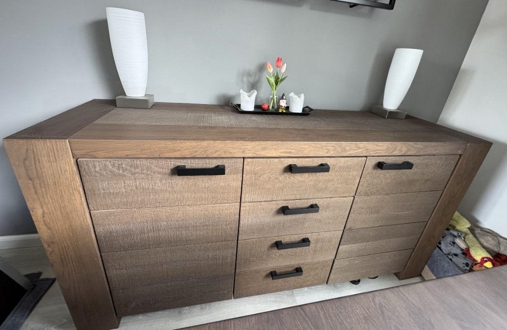 Dressoirkast, Ophalen, Met deur(en), 150 tot 200 cm, Eikenhout