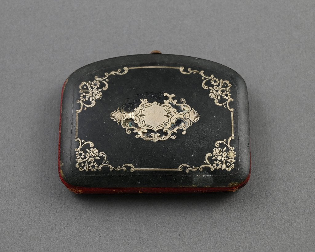 antieke portemonnee ingelegd zilver / celluloid, Verzenden, Zilver