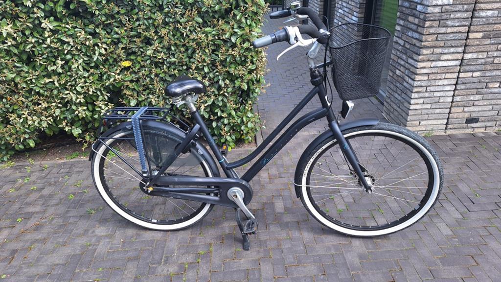 Nette cortina  damesfiets met mand en lage instap, Gebruikt, 47 tot 50 cm, Versnellingen, Schijfrem