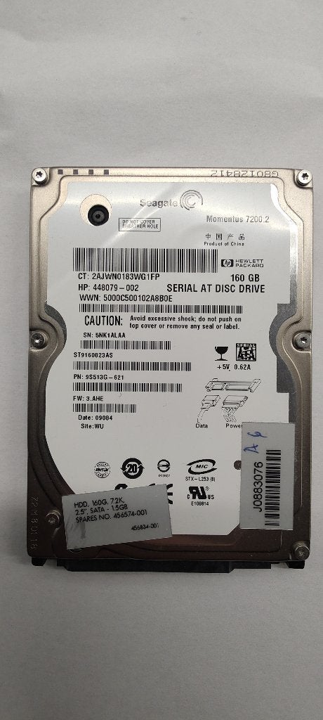 160Gb Seagate harddisk. ST9160823AS / HP 448079-002 / 456574, Computers en Software, Intern, Gebruikt, Ophalen of Verzenden, Seagate