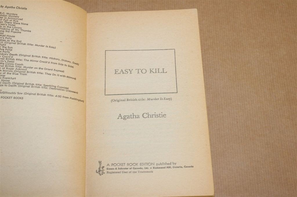 Easy to Kill — Agatha Christie 1971, Vintage, Boeken, Ophalen of Verzenden, Gelezen