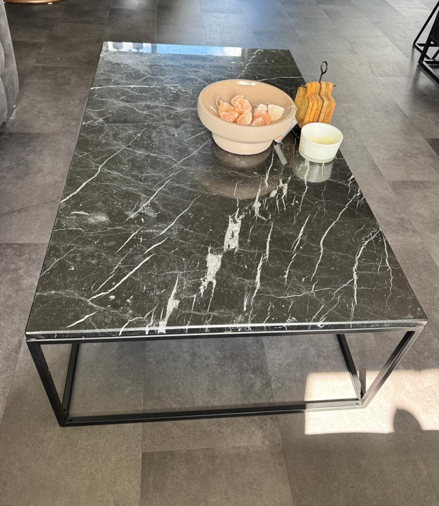 Marmeren salontafel - Nero Marquina zwart, Huis en Inrichting, Tafels | Salontafels, Ophalen, Gebruikt, 100 tot 150 cm, 50 tot 100 cm