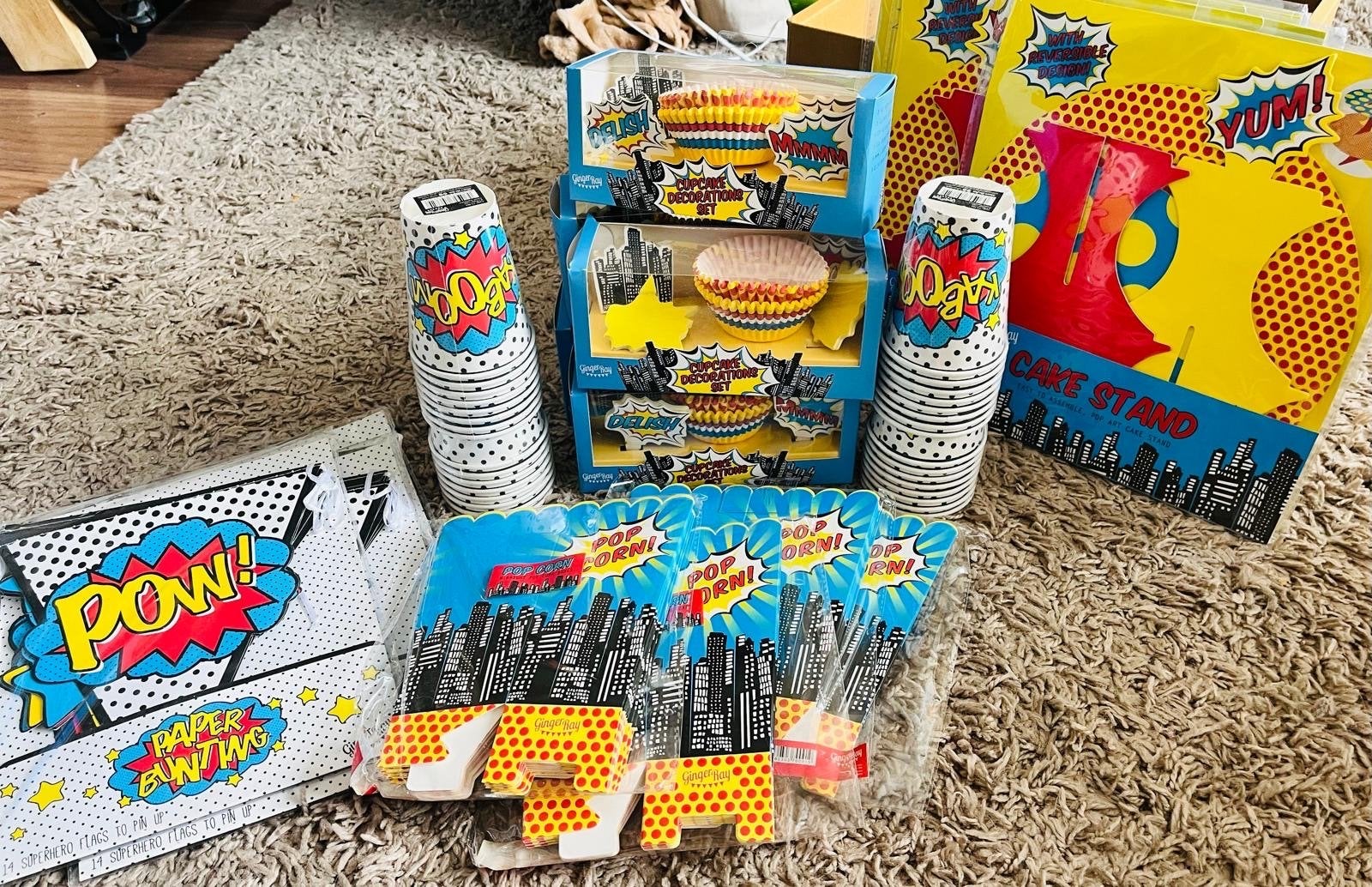 Superhelden Feestpakket: Bekers, Cupcake Decoratie, Popcorn, Ophalen of Verzenden, Nieuw, Feestartikel, Verjaardag
