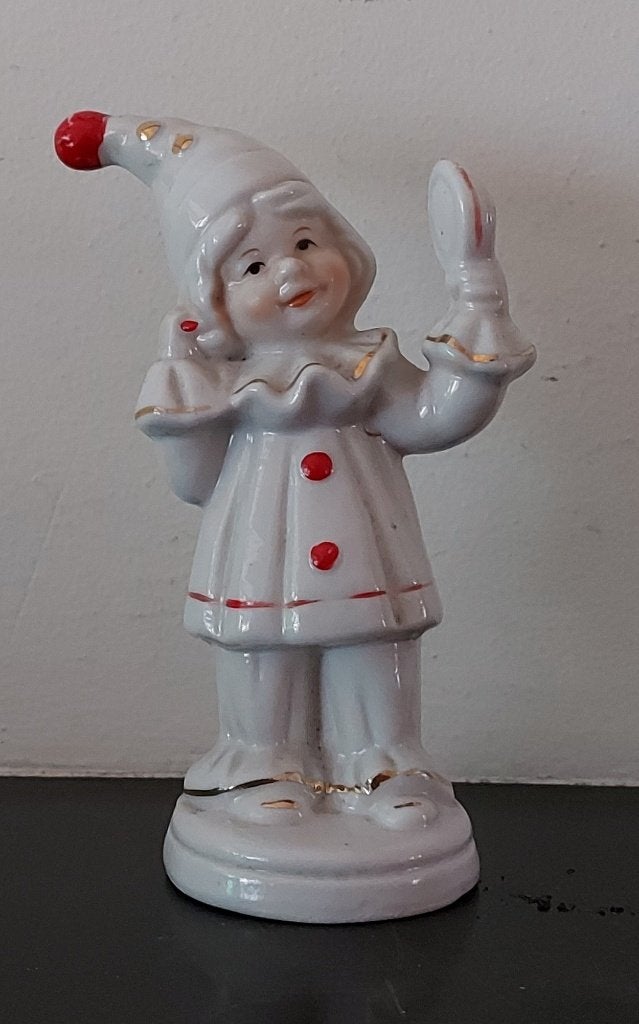 Antiek porselein beeldje Pierrot, Antiek en Kunst, Ophalen of Verzenden