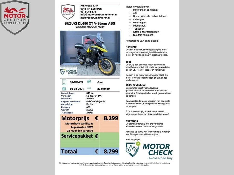 SUZUKI V-STROM DL650 XTA 2021, Motorrijbewijs A, Bedrijf, Onbekend, Meer dan 35 kW