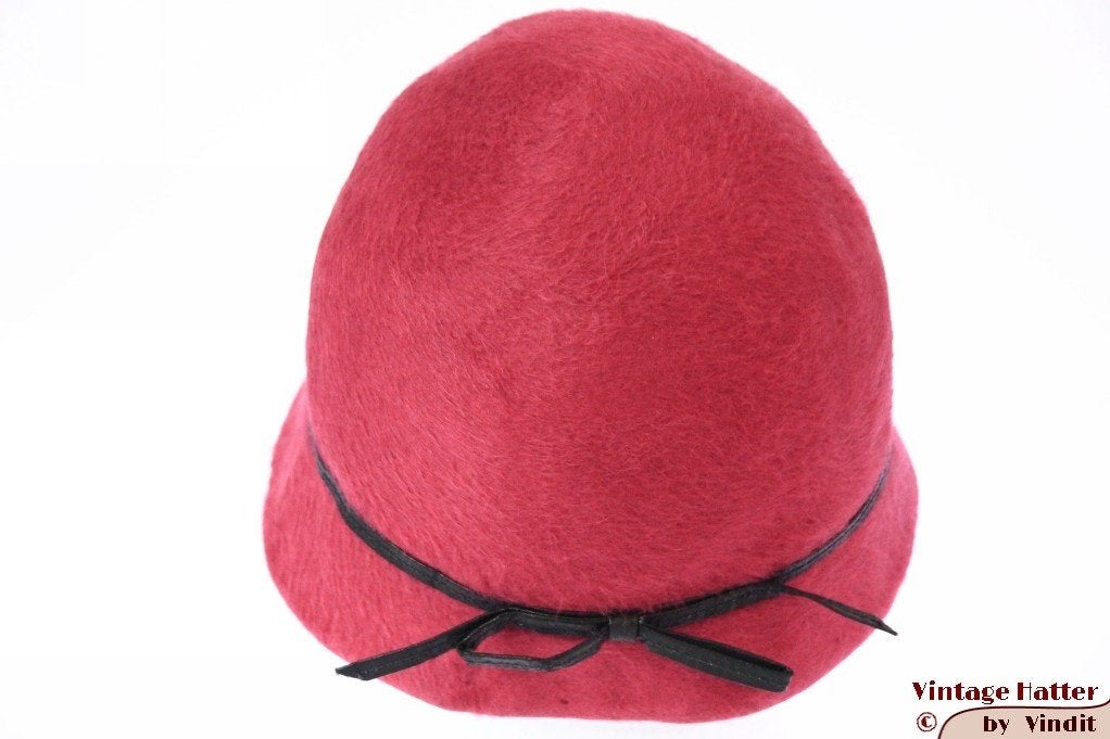Vintage Dames cloche dophoed VEB oudroze haarvilt 54 = XS, 55 cm (S, 6⅞ inch) of minder, Hoed, Ophalen of Verzenden, Gedragen