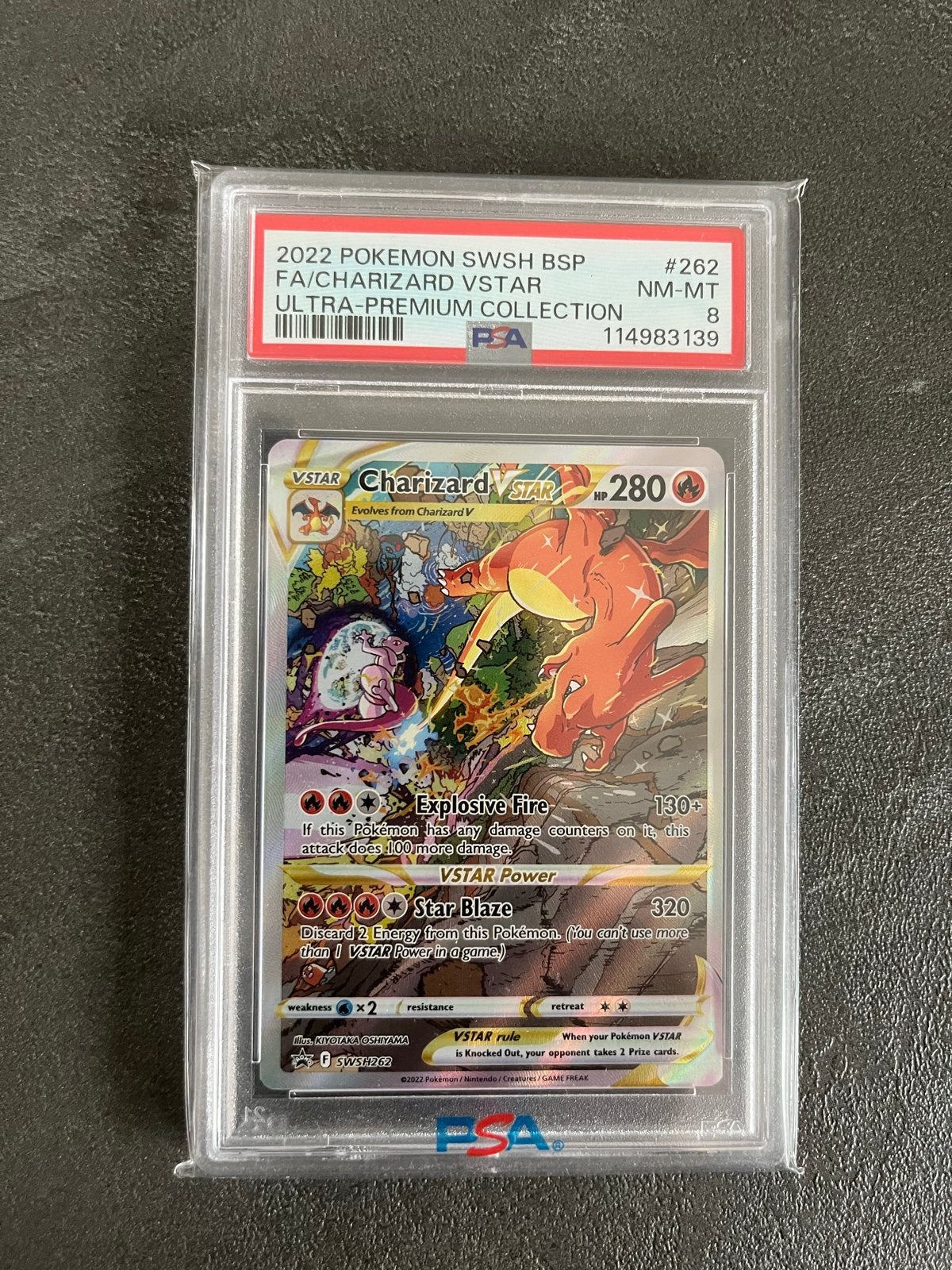 Trade I.M. PSA 8 Charizard VSTAR SWSH BSP Ultra-Premium, Ophalen of Verzenden, Zo goed als nieuw, Losse kaart