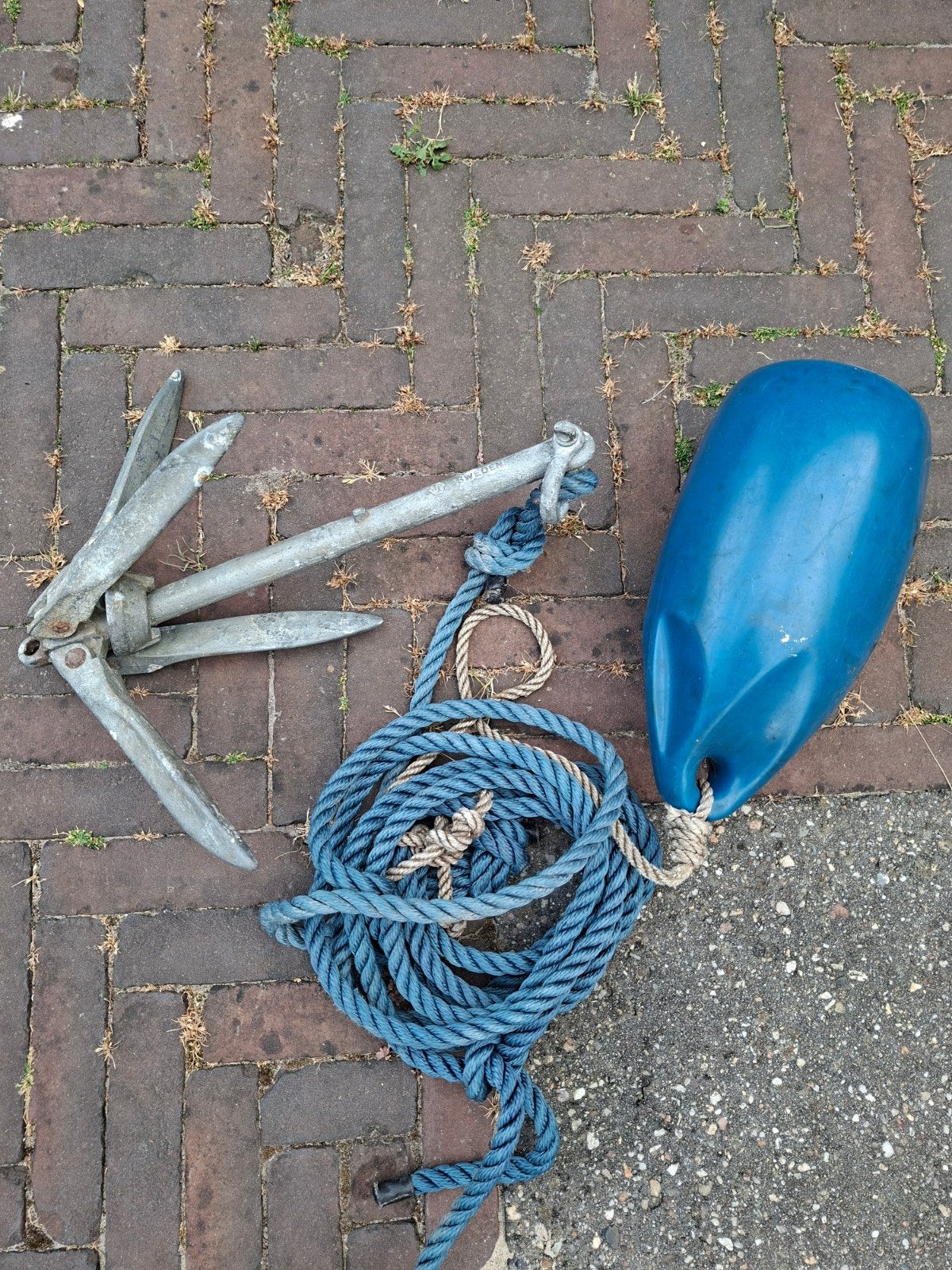 Anker met lijn en boei - 3.5 kg - Zweden, Watersport en Boten, Ophalen of Verzenden, Gebruikt, Overige typen