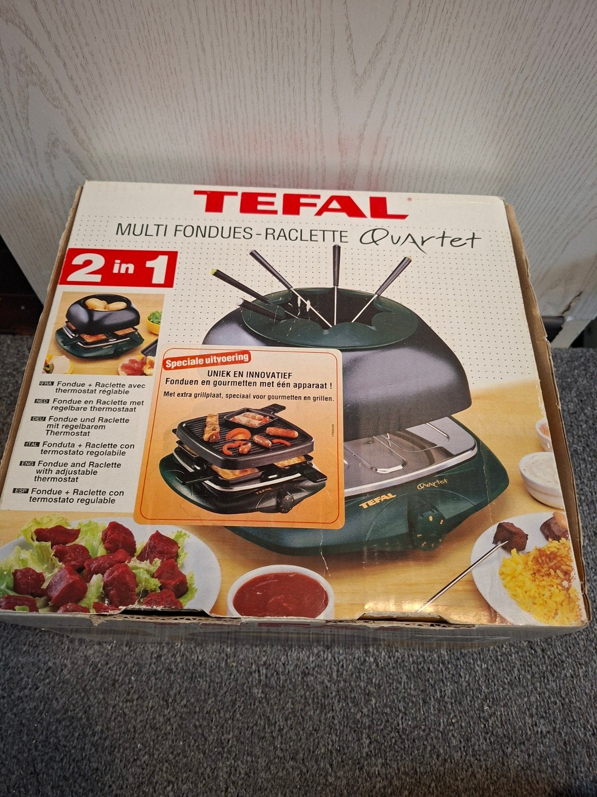 Tefal Multi Fondue-Raclette Quartett 2-in-1, Ophalen of Verzenden, Gebruikt, Elektrisch, Fondueset