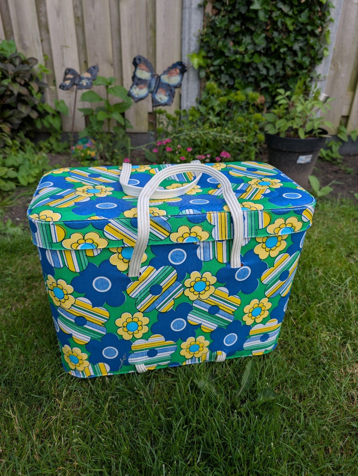 Vintage koeltas met bloemenprint, Ophalen of Verzenden, Gebruikt, Zonder inhoud