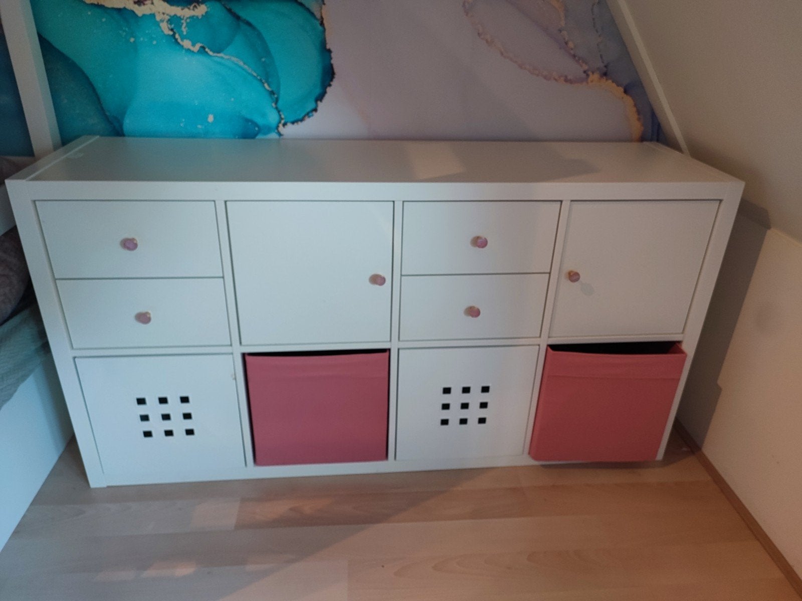 Kallax kast inclusief lades, deurtjes en inzet., Ophalen, Gebruikt