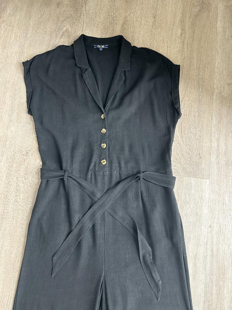 King Louie maat 44 zwart linnen jumpsuit broekpak 2179, Kleding | Dames, Jumpsuits, Zwart, Maat 42/44 (L), Ophalen of Verzenden
