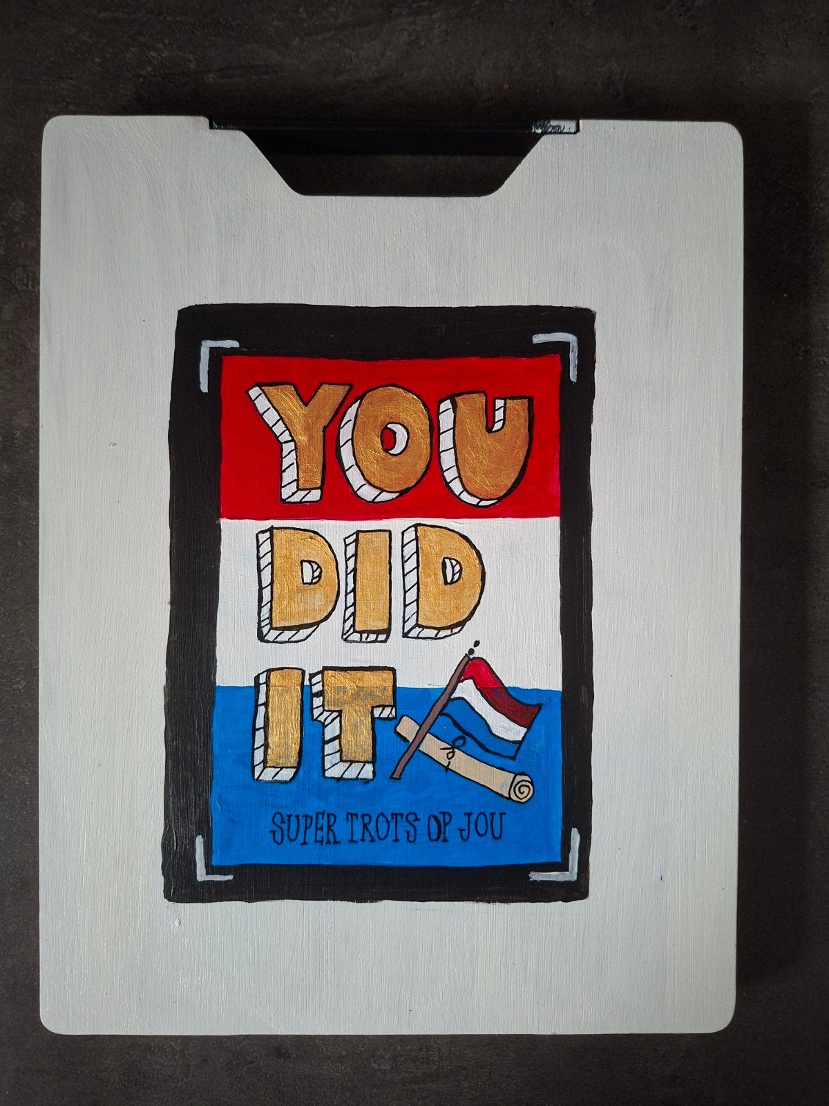 Geslaagd, Bedankt lieve Juf / Meester, Hout, Snij-/serveerplank, Nieuw, Ophalen of Verzenden