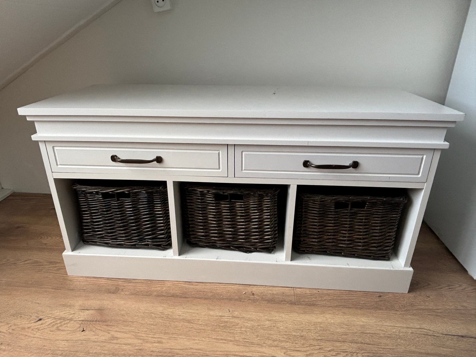 Opbergbankje met lades en mandjes - 100x40x50cm, Ophalen, Gebruikt, 100 tot 150 cm, Met lade(s)