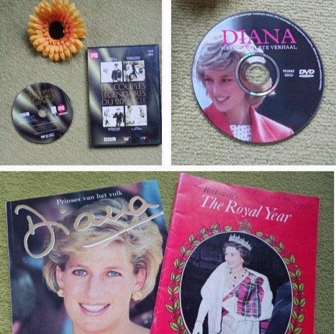 2 DVD 1x koppels 20ste eeuw 1x prinses Diana 2x boek magaz, Verzenden, Gebruikt, Buitenland, Overige typen