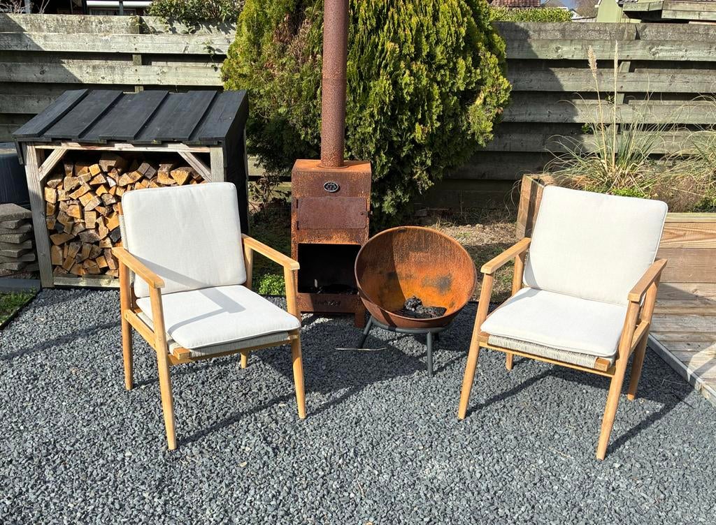 2 Nieuwe tuinstoelen met kussens, Tuin en Terras, Tuinstoelen, Ophalen, Nieuw, Hout